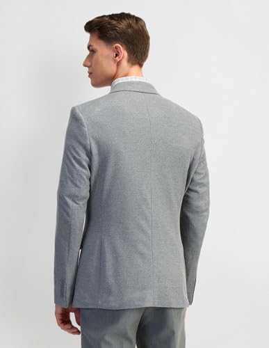 Image of Arrow Knitted Textured Pattern Mens Blazer with Three Pockets and Double-Vented Back Hem Single Breasted Blazer