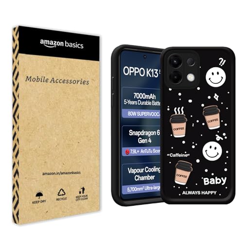 Image of amazon basics Back Case Cover Compatible for Oppo K13 5G | Cute Fun Cartoon 3D Ball | Coffee Silicone Case | Camera Protection | Body Protection | Shock Proof | Color Black