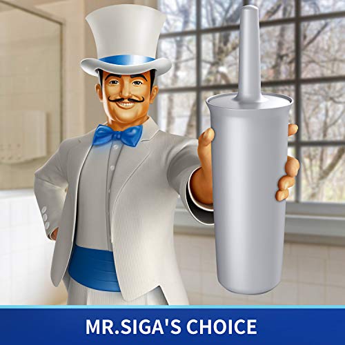 Image of MR.SIGA Toilet Bowl Brush and Holder for Bathroom, Silver, 1 Pack