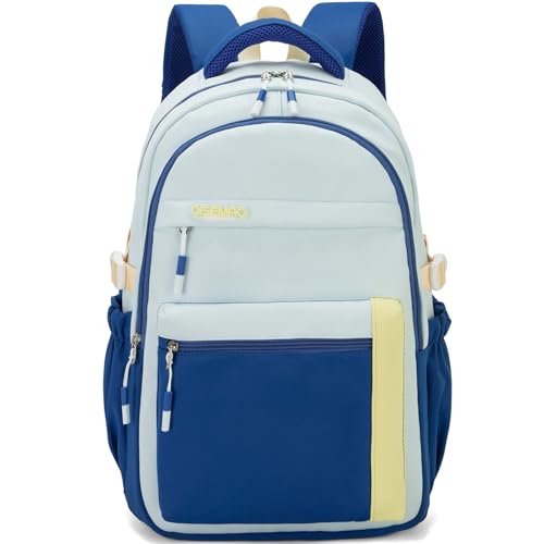 Amythe Mochila escolar adolescente menina, mochila instituto para jovens menina, mochilas colégio com bolso, azul, Mochilas rucksack