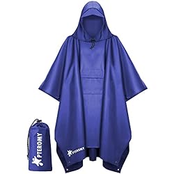 Amazon.com: PTEROMY Hooded Rain Poncho with Pocket(Blue)+