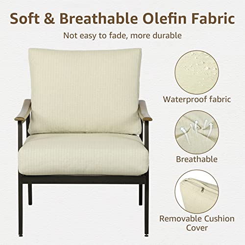 Natural Expressions Patio Furniture,Outdoor Club Chair Accent Armchair Metal Single Patio Sofa With 6 Inches Cushions & Wicker Backrest For Outside,Deck,Porch,Backyard, Balcony #TOP2