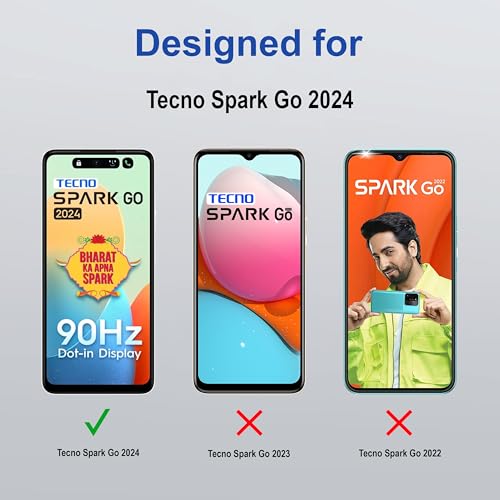 Image of ZAP CASE HD Plus Tempered Glass Screen Protector Compatible For Tecno Spark Go 2024 (Black) Edge To Edge Coverage With Easy Installation Kit