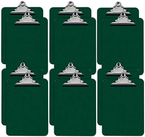 Green Plastic Clipboards, 12 Pack, Durable, 12.5 x 9 Inch, Standard Metal Clip, by Better Office Products, Green, Set of 12