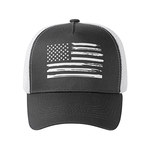Image of VIONLAN Baseball Cap American Flag Trucker Hat for Men Women 3D Embossed Logo Adjustable Outdoor Mesh Snapback Hat