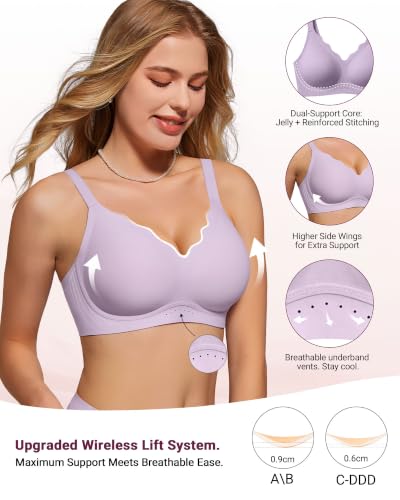 Image of As Fairy Wireless Bras for Women Jelly Push Up Scalloped T-Shirt Bra