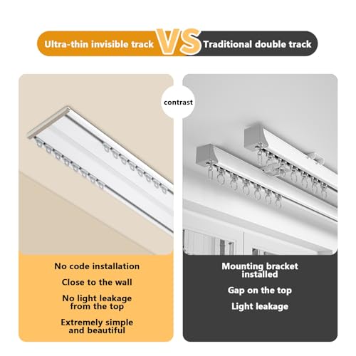 Barra de doble corte ultrafina de 70 cm para cortinas modernas de techo 5