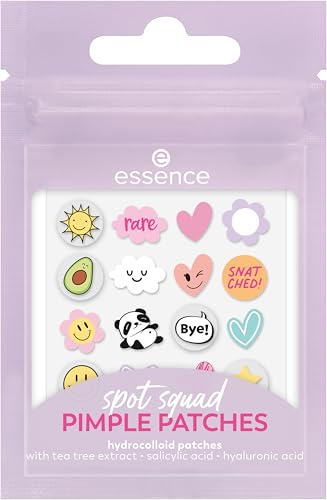 essence spot squad PIMPLE PATCHES, Treatments, Mehrfarbig, Anti-Pickel, pflegend, abdeckend, für unreine Haut, vegan, ohne Parfüm, ohne Alkohol, ohne Parabene, 1er Pack (32pcs)