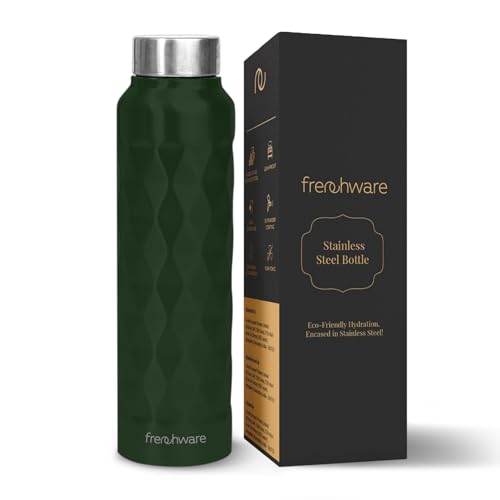 Frenchware Water Bottle (1 Litre, Premium Stainless Steel, Emerald Green) Bottle for Fridge, School, Outdoor, Gym, Home and Office, Scratch-Resistant, Rust Free, Non-Toxic, Easy-to-Clean