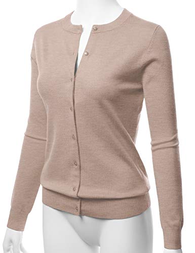 Image of LALABEE Women's Crew Neck Gem Button Long Sleeve Soft Knit Cardigan Sweater