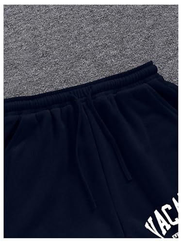 Image of Verdusa Girl's Tracksuit Sets 2 Piece Outfits Letter Print Vacation Tee Top and Drawstring Waist Shorts