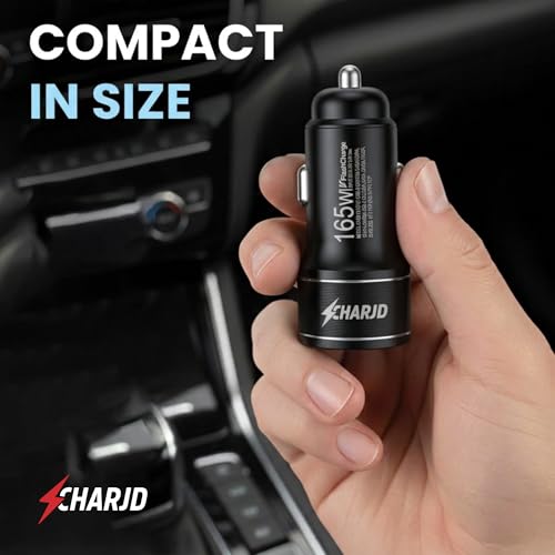 Image of 165W Black Car Charger Fast Charging 120W SuperVOOC & 45W PD Dual Port Car Charger Type C and Usb A Charging with 3 in 1 Grey Cable Fast Charging Premium Car Mobile Charger for Laptops & Phones