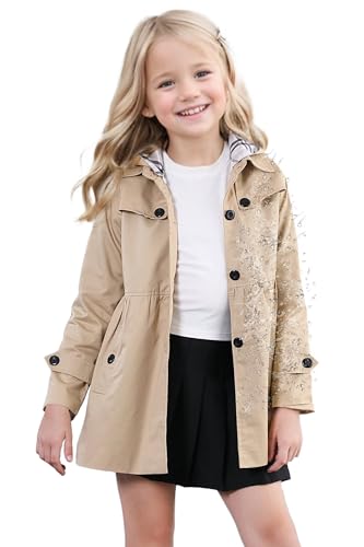 Image of SANGTREE Girl's Waterproof Trench Coat Hooded Lightweight Windbreaker Rain Jackets