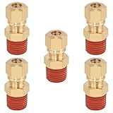 HASAOMOI 5PCS Air Brake Nylon Tubing Brass Union Straight Joint DOT Approved 1/4' Tube OD x 1/4' NPT Thread Air Line Adapter Air Suspension Kit for Truck Trailers and Air Brake System