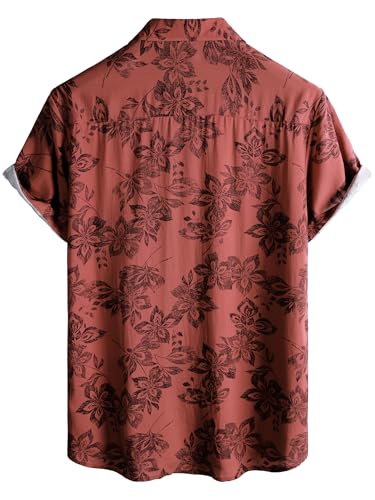 Image of JOTOOK Mens Hawaiian Shirt Short Sleeve Button Down Tropical Shirts Casual Floral Summer Beach Shirt