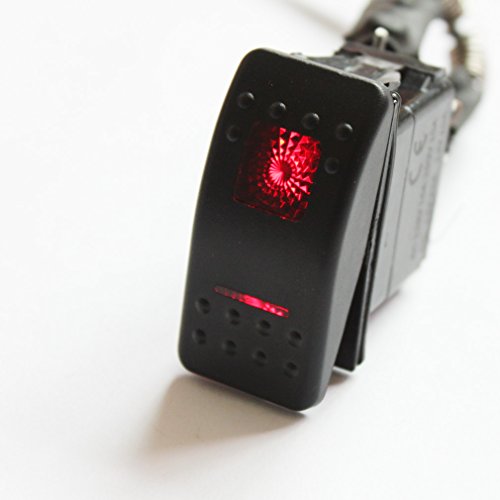 X-Haibei Marine Rocker Switch Waterproof 12V/24V ON-Off-ON 4 PIN Red LED Lighted for Boat Car Truck Trailer Caravan RV SUV ATV UTV