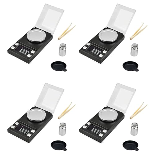 Booso 4X Escala Digital de Miligramos 100G / 0.001G, Escala de de Mini Quilates de Alta Precisión para BáScula de Bolsillo con Peso de Calibración