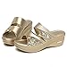 CERYTHRINA Women's Glitter Platform Wedge Slipper High Heel Summer Sequins Slides Lightweight Fashion Outdoor Sandals Elegant Dress Sandal Gold 41