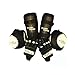 HOCKEYPLAYER Set Compuesto por un par de Guantes, un par de Rodilleras y un par de Espinilleras de Jugador de Hockey sobre Patines de Ruedas en Paralelo Fabricado en Vinilo Modelo Eco (Negro, S)