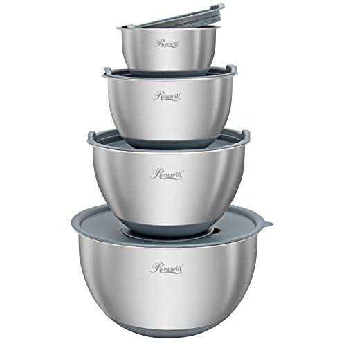 Rosewill RHMB-19002 Stainless Steel Mixing Bowls 4-Piece Bakeware Mixing Bowl Set with Lids