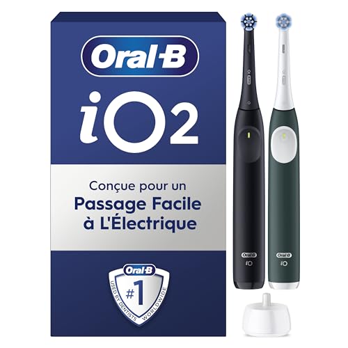 Oral-B iO 2 Duo Brosses A Dents Electriques Pour Adultes, Noire et Vert Forêt, 3 Modes De...