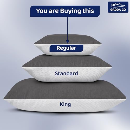 Image of GADDA CO Hollow Fiber Sleeping Pillow Set of 4 | Adjustable Height | Hotel Like Quality | Soft & Fluffy Microfiber Fill | Neck & Shoulder Support | 6 Months Warranty | 24 x 16 Inch | White & Grey