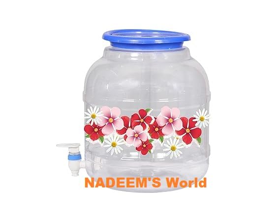 NADEEMS World Plastic Water Dispenser Jar with Tap Compatible for 20 L, 25 L Mineral Water can,(Printed) 10Ltr Pack of 1 (B0CZB15VXW) Amazon Price History, Amazon Price Tracker