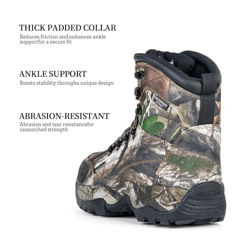 Men's Waterproof Hunting Boots, 7" Insulated Lightweight Hiking Boot, 200g Thinsulate4