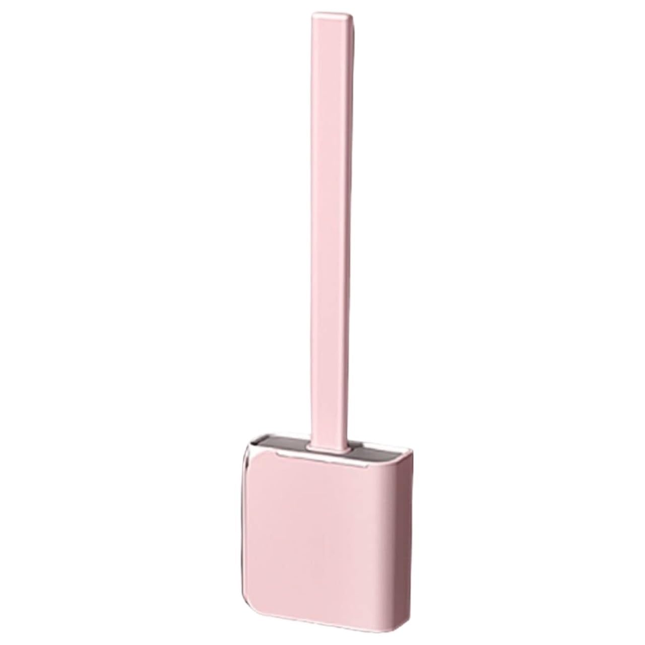 Szczotka do Toalety, Montowana Na Ścianie Szczotka Do Muszli Klozetowej Kompaktowe Przechowywanie Silikonowa Szczotka Do Szorowania Toalety Z Pokrywką Czyszczenia(Pink)