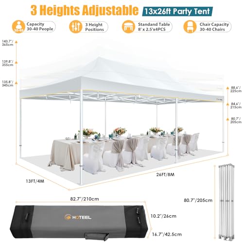 Image of Hoteel 10x20 Heavy Duty Pop Up Canopy Tent with 6 Sidewalls, Silver
