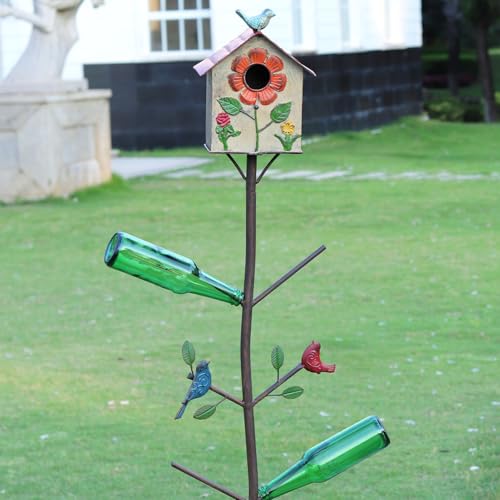Image of 58 inch H Bird House Bottle Tree,Bottle Trees for the Garden Outside