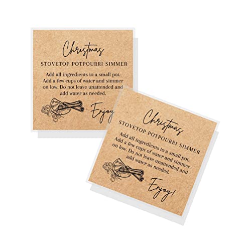 Christmas Stovetop Potpourri Simmer Instruction Cards | 30 Pack | 2.5 x 2.5