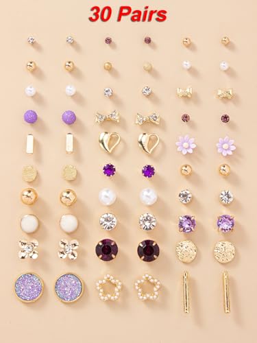 Image of Shining Diva Fashion 30 Pairs Combo Set Stylish Crystal Pearl Earrings for Women and Girls