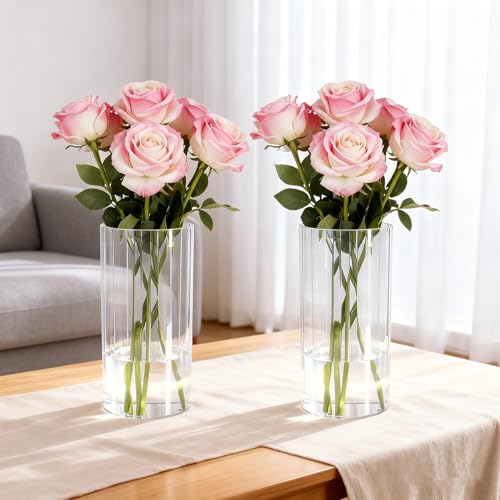 Vases cylindriques en acrylique de 19,5 cm pour centre de table chic - 4