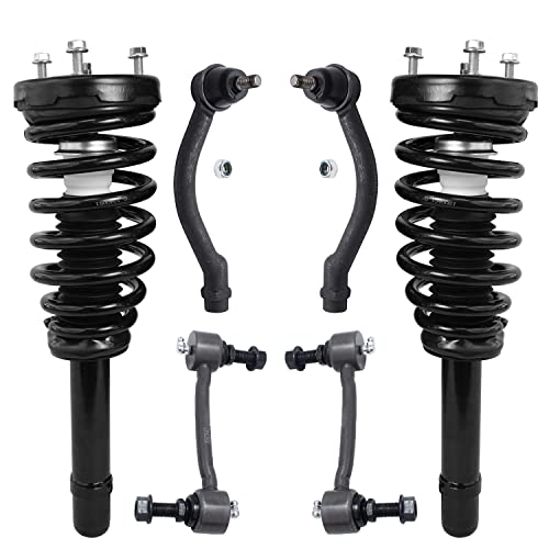Image of Detroit Axle - Front 6pc Struts Kit for 06-11 Hyundai Azera, 06-10 Sonata, Outer Tie Rods Sway Bars Struts w /Coil Spring Replacement 2006 2007 2008 2009 2010 2011 Suspension