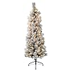 Puleo international 45 foot pre lit flocked portland pine pencil artificial christmas tree with 100 ul listed clear lights  urban country home decor