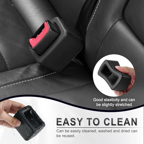 Image of Amiss 2PCS Seat Belt Buckle Holder, Universal Silicone Rear Seat Belt Booster & Fixer for Easy Access, Keeping Receptacle Upright, Car Interior Accessories-Fits Most Cars (Black)