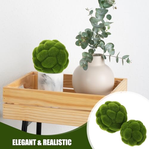 Image of DOITOOL Green Moss Balls Decorative for Bowls: 6 Pcs Fake Moss Balls Faux Decorative Spheres for Bowl Fillers, Vase Filler, Wedding Decor, Table Arrangement, DIY Crafts (3.9 inch + 4.7 inch)