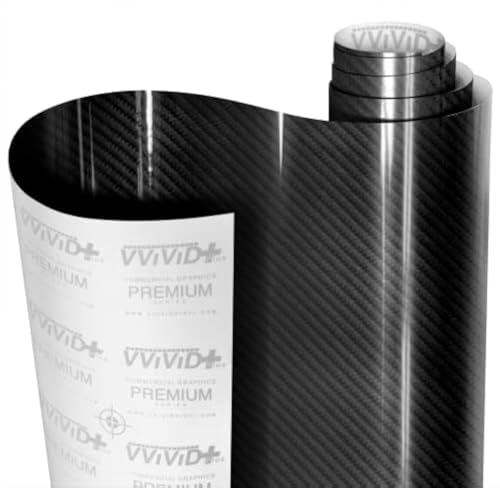 Image of VVIVID High Gloss Black Carbon Fiber 3-Layer 3D Realistic Carbon Fiber Look Cast Vinyl Wrap (1 /2ft x 5ft)