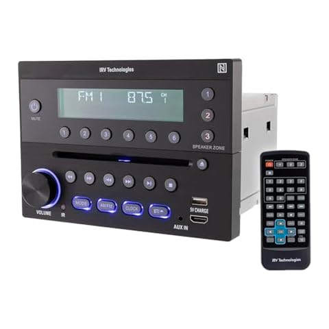 iRV Technology iRV32V2 AM/FM/CD/DVD/MP3/MP4/HDMI in&out w/ ARC/Digital 2.1/Surround Sound/Bluetooth/CEC/NFC,3 Zones Wall Mount RV Radio Stereo w/ APP Control, USB using 5V charging both Android&Apple Cover