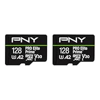 PNY 128GB PRO Elite Prime C10 U3 V30 A2 microSDXC Flash Memory Card – Ultra-Fast Speeds, Read 200MB/s, Write 150MB/s, 4K UHD, Full HD, UHS-I, for Smartphones, Drones, Action Cameras, 2-Pack