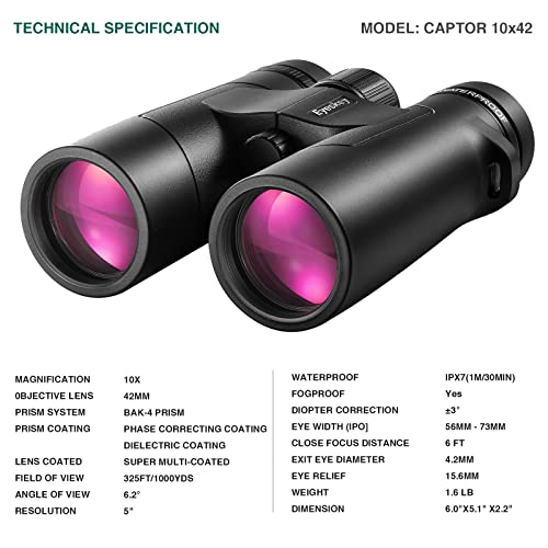 Binoculares Eyeskey 10x42 ED con enfoque central y waterproof miniatura 2