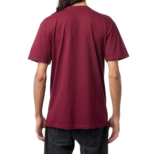 Vans Scripted SS tee Camiseta, Borgoña y Blanco, L para Hombre