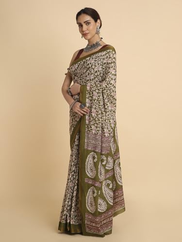 Image of RATAN Women's Pure Soft Cotton Saree with Blouse Piece | Lightweight Breathable Daily Wear Cotton Saree | Traditional Printed Saree for Office Casual & Summer Wear