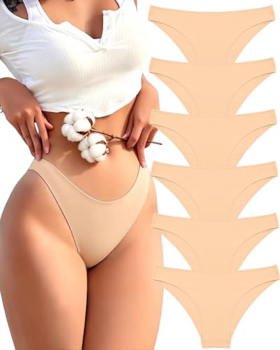 Image of FINETOO 6 Pack Cotton Underwear for Women Cute Low Rise Bikini Panties High Cut Breathable Sexy Hipster Womens Cheeky S-3XL
