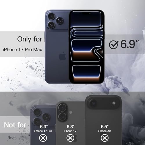 Image of Magnetic Case for iPhone 17 Pro Max 6.9-Inch Compatible with MagSafe, Shockproof Phone Bumper Cover, Solid Color Matte TPU Frame, Anti-Scratch Clear Back (Black)