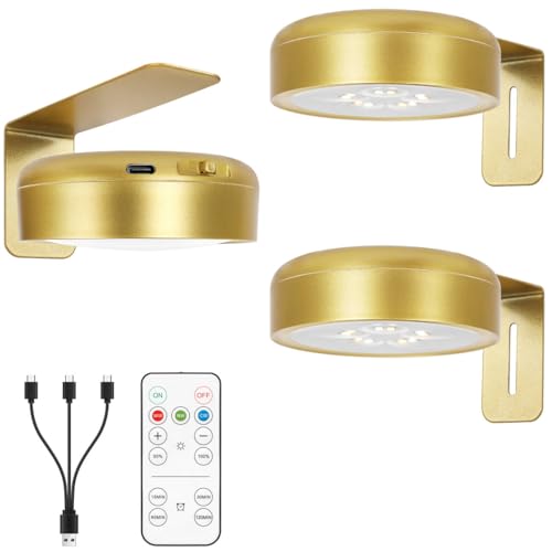 Image of Picture Light for Wall with 2500mAh Rechargeable Battery,Wireless Painting Art Display Lighting for Portait Frame Gallery Poster with Remote ,3 Lighitng Colors&Dimmable Timer for Living Room Bedroom