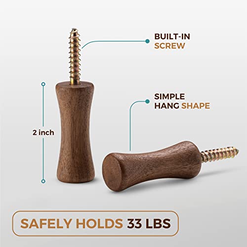 Wood Wall Hooks - 4Pack Wooden Wall Hooks For Hats - Wooden Hooks Wall Mounted - Wall Coat Hooks For Hanging Coats - Sturdy Coats Wall Hooks Pegs - Small Decorative Wall Hooks - Wood Hooks For Wall. #TOP5