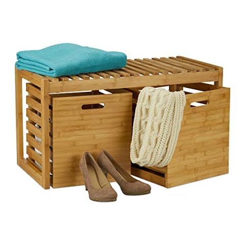 Banc à chaussures Relaxdays en bambou Cover