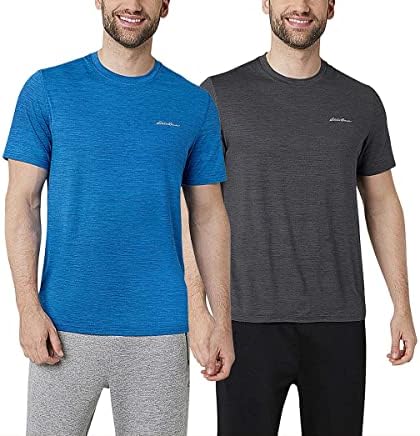 Eddie Bauer Men’s Motion Tee T Shirts, 2 Pack Gifts for Him Mens, Crew Neck Tshirts Shirts for Men Half Sleeve Tshirt Men, Mens Tee Shirts - Gray Large